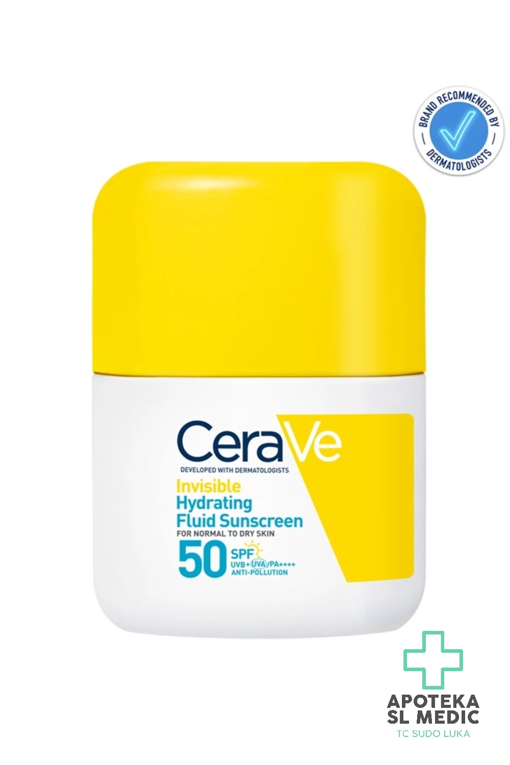 CeraVe Invisible Dry Touch Fluid Sunscreen SPF 50+ (50 ml) – Zaštita od sunca za normalnu do suhu kožu