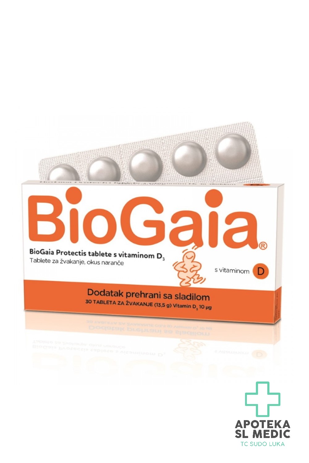 BioGaia Protectis Tablete sa Vitaminom D3 30x Okus Naranče Probiotik za Žvakanje