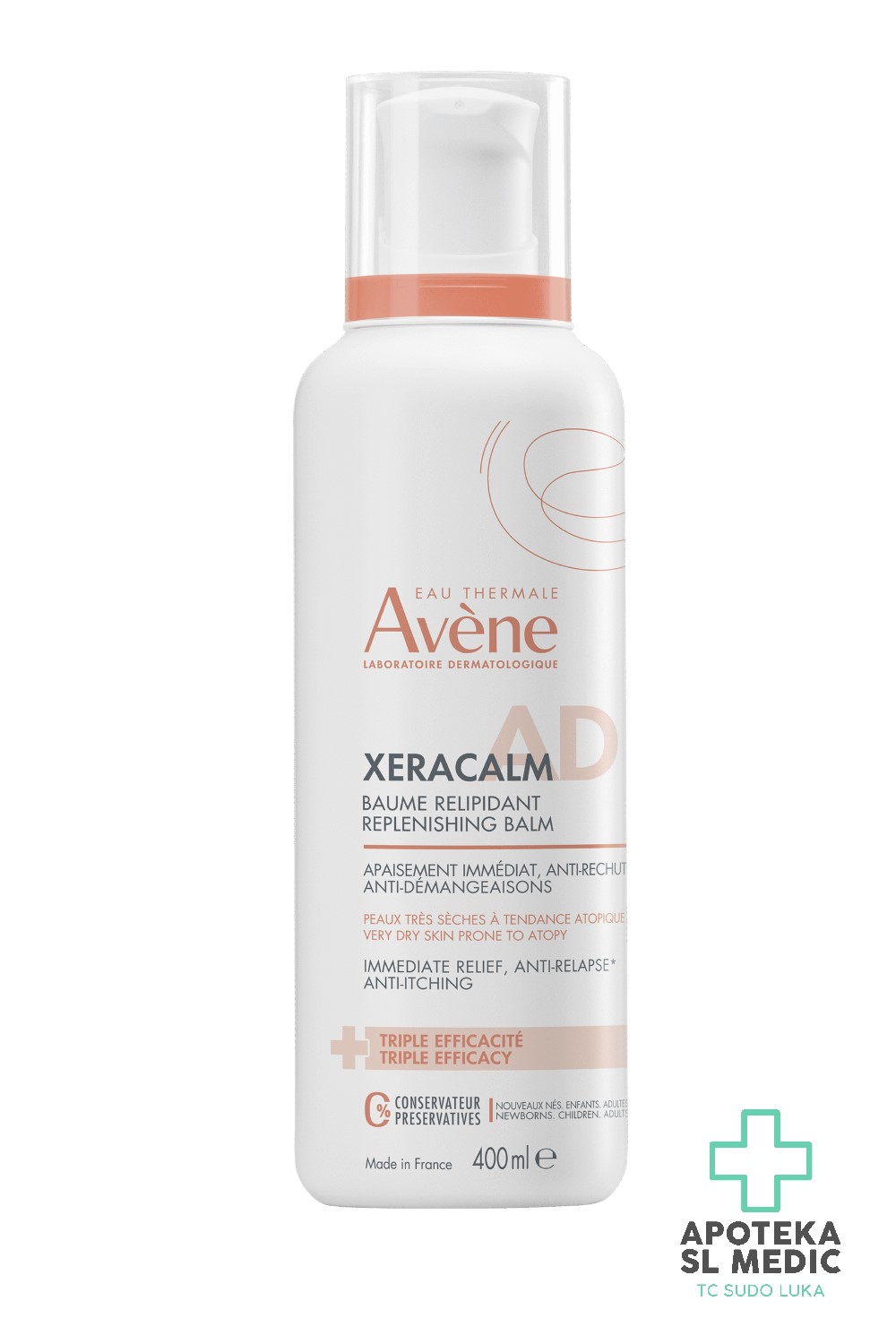 Avène XeraCalm AD Balzam za Obnovu Lipida 400ml – Protiv Svrbeža za Izrazito Suhu i Atopijsku kožu