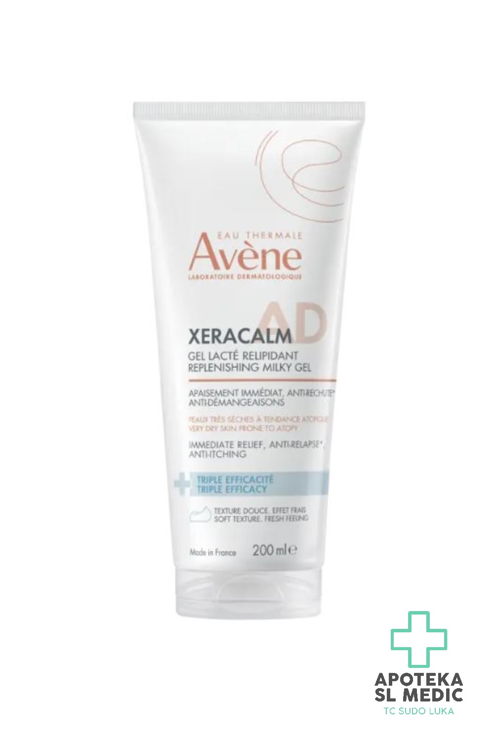 Avène XeraCalm AD Mliječni Gel za Obnovu Lipida 200ml – Umirenje Svrbeža za Suhu i Atopiju Sklonu Kožu
