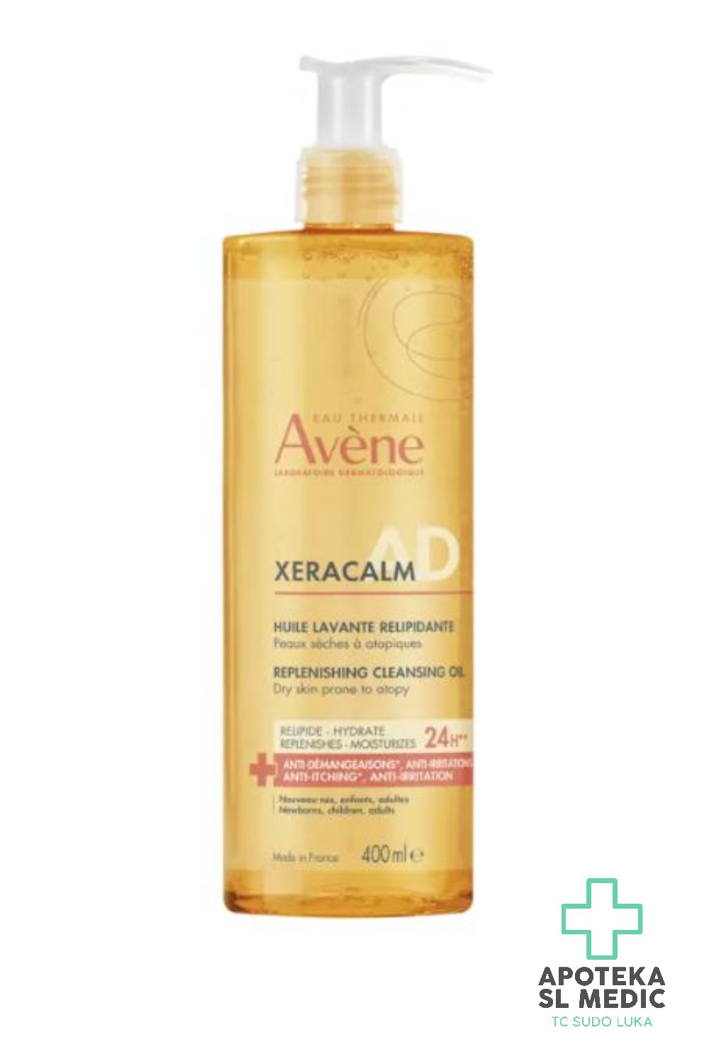 vène XeraCalm AD Ulje za Čišćenje i Obnovu Lipida 400ml – Za Suhu i Atopiju Sklonu Kožu