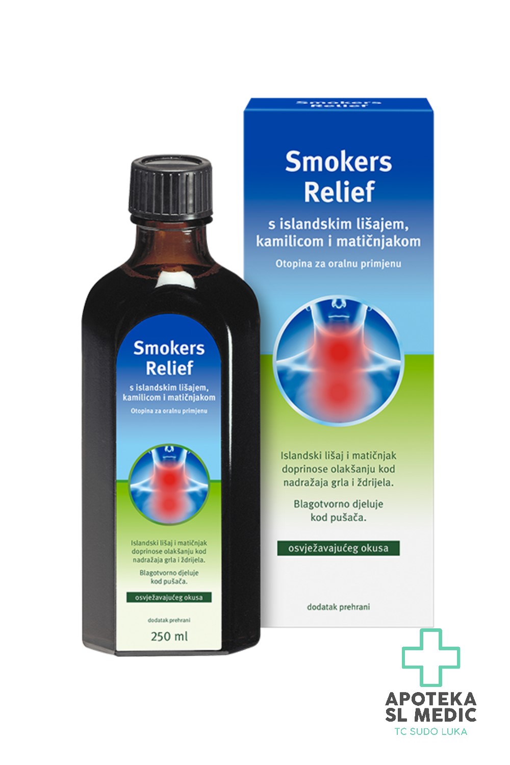 Dr. Theiss Smokers Relief 250 ml – Sirup za Grlo i Ždrijelo sa Islandskim Lišajem, Kamilicom i Matičnjakom