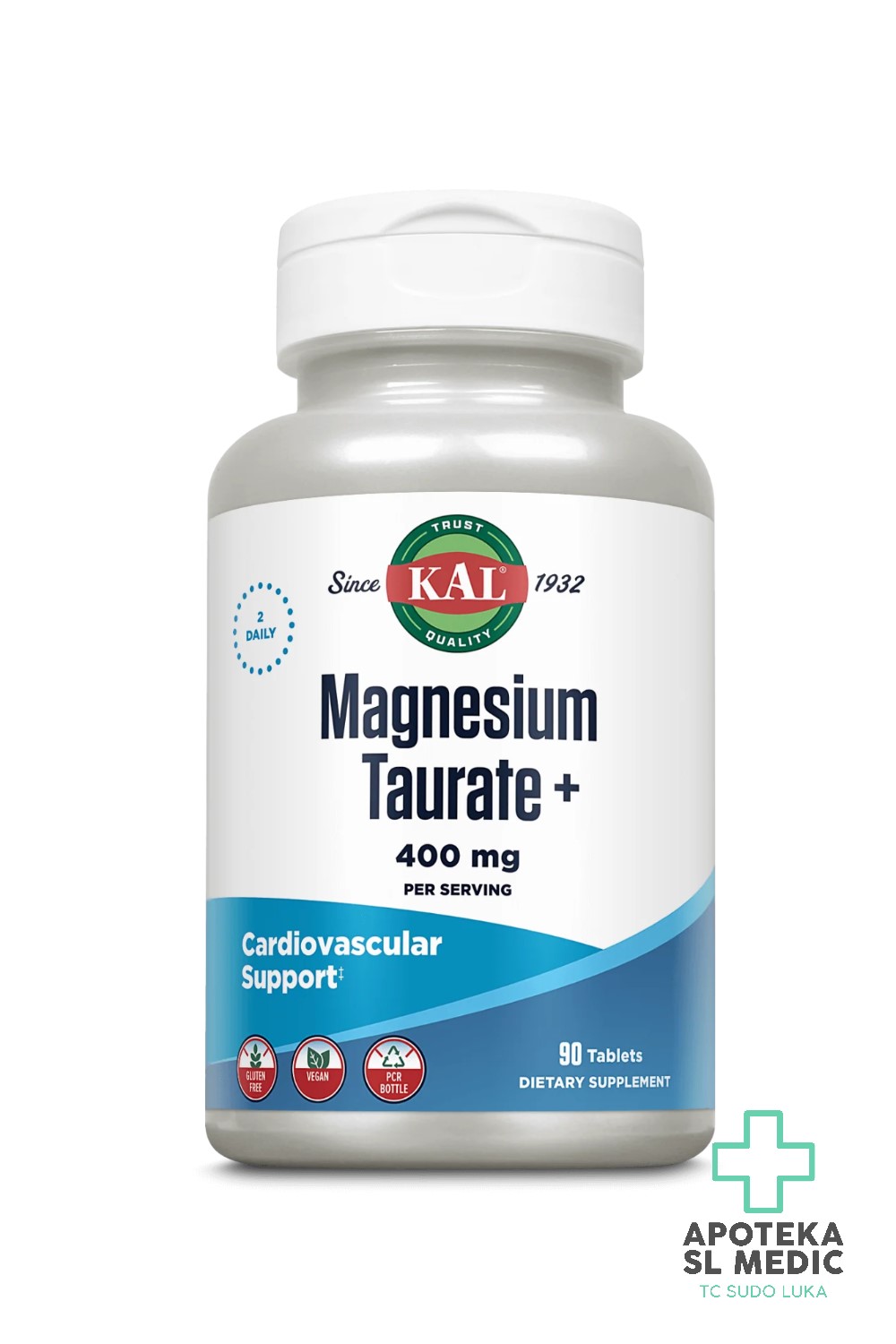 KAL Magnezijum Taurat+ 400 mg (90 Tableta) – Kelirani Magnezijum sa Taurinom za Zdravlje Srca, Krvnih Žila i Nervnog Sistema