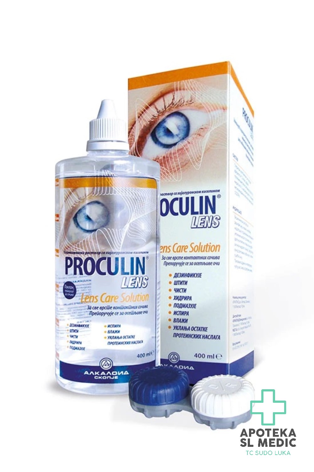 Proculin Lens Rastvor za Sočiva sa Hijaluronskim Kiselinom (400 ml) – Višenamjenski Rastvor za Čišćenje, Dezinfekciju i Hidrataciju