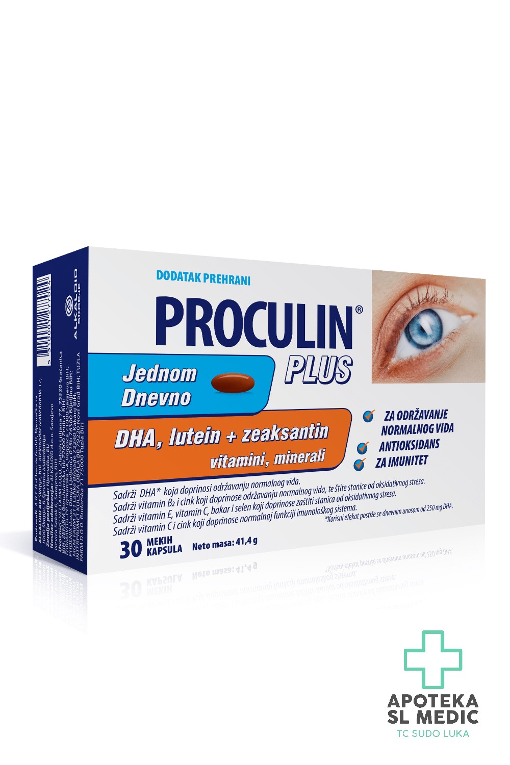 Proculin Plus Kapsule za Vid (30 mekih kapsula) – Sa DHA, Luteinom, Zeaksantinom, Vitaminima i Mineralima